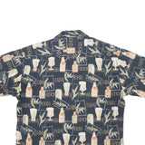 BATIK BAY Mens Black & Beige Printed Cotton Shirt XL Casual Summer Button Up
