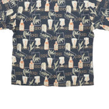 BATIK BAY Mens Black & Beige Printed Cotton Shirt XL Casual Summer Button Up
