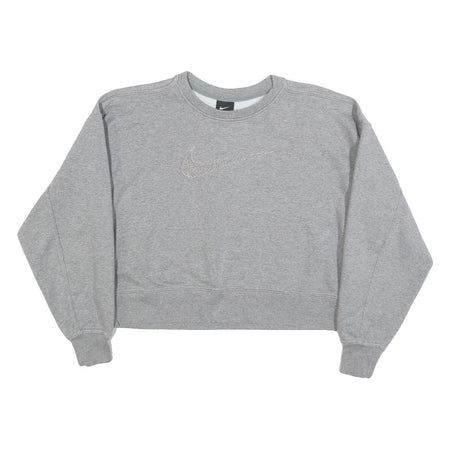 NIKE Womens Grey Crew Neck XS Cotton Blend Pullover Sweatshirt Casual