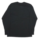 GILDAN Mens Black Cougar Volleyball Long Sleeve Crew Neck Cotton T-Shirt L