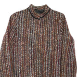 Womens Brown Button Jacket S Polyester Blend Striped Vintage Style Elegant