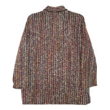 Womens Brown Button Jacket S Polyester Blend Striped Vintage Style Elegant