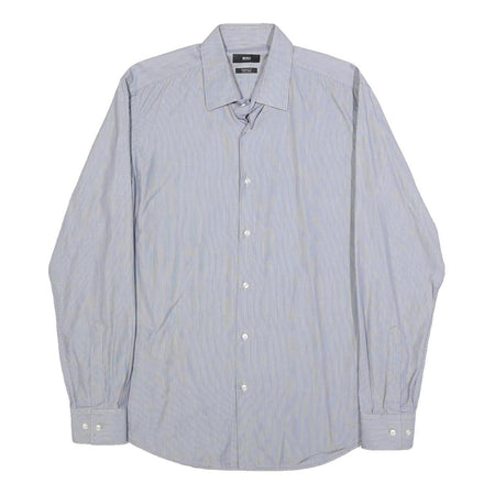 BOSS HUGO BOSS Mens Blue Relaxed Fit Cotton Shirt M Classic Button Collar
