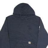 CARHARTT Mens Navy Blue Hoodie L Cotton Pullover Logo Print Casual Wear