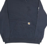 CARHARTT Mens Navy Blue Hoodie L Cotton Pullover Logo Print Casual Wear