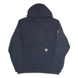 CARHARTT Mens Navy Blue Hoodie L Cotton Pullover Logo Print Casual Wear