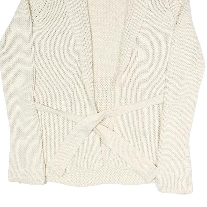 GAP Womens Cream Plain Chunky Knit Shawl Collar Cardigan S Belted Stylish
