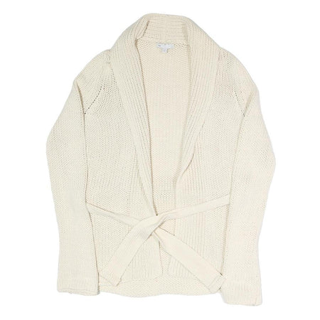 GAP Womens Cream Plain Chunky Knit Shawl Collar Cardigan S Belted Stylish