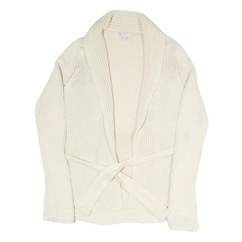 GAP Womens Cream Plain Chunky Knit Shawl Collar Cardigan S Belted Stylish
