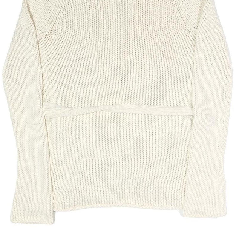 GAP Womens Cream Plain Chunky Knit Shawl Collar Cardigan S Belted Stylish