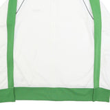 REEBOK Mens White & Green Track Jacket M Polyester Zip Casual Sportswear