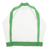 REEBOK Mens White & Green Track Jacket M Polyester Zip Casual Sportswear