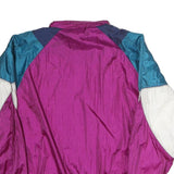 PETITES Womens Purple Blue & White Embroidered Zip Jacket L Nylon Colourblock