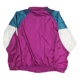 PETITES Womens Purple Blue & White Embroidered Zip Jacket L Nylon Colourblock