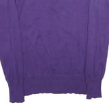 SUPERDRY Mens Purple Plain V-Neck Basic Knit Jumper M Casual Cotton Comfort