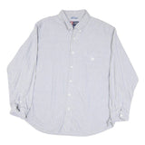 CHAPS Mens Blue & White Stripe Shirt 2XL Long Sleeve Button Down Classic Fit