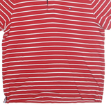 TOMMY HILFIGER Mens Red & White Striped Short Sleeve Polo Shirt S Classic Cotton