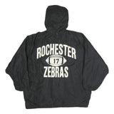 CHAMPION Mens Black Zip Hooded Jacket XL Polyester Plain Rochester Zebras