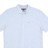 TOMMY HILFIGER Mens Light Blue Stripe Shirt L Cotton Button-Down Casual