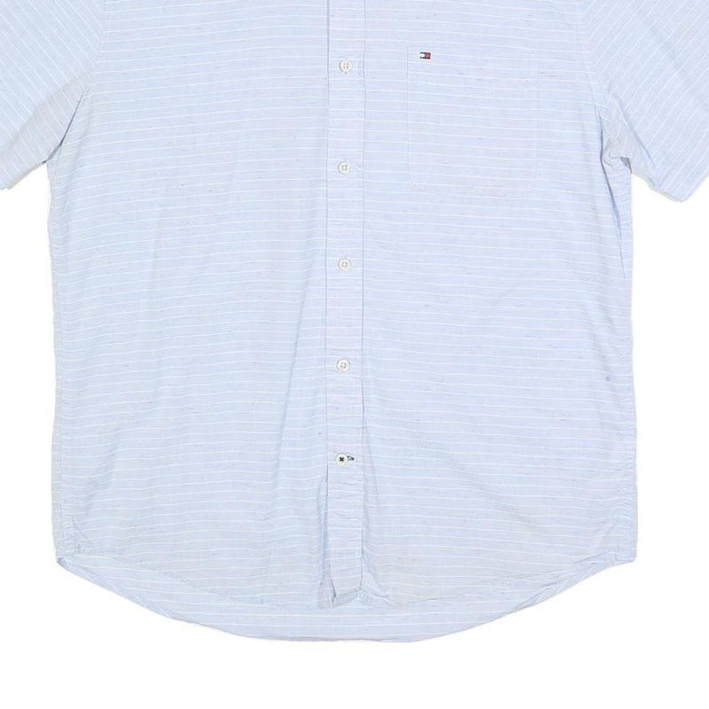 TOMMY HILFIGER Mens Light Blue Stripe Shirt L Cotton Button-Down Casual