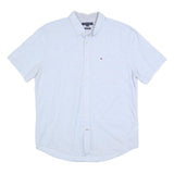TOMMY HILFIGER Mens Light Blue Stripe Shirt L Cotton Button-Down Casual