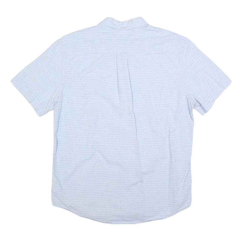 TOMMY HILFIGER Mens Light Blue Stripe Shirt L Cotton Button-Down Casual