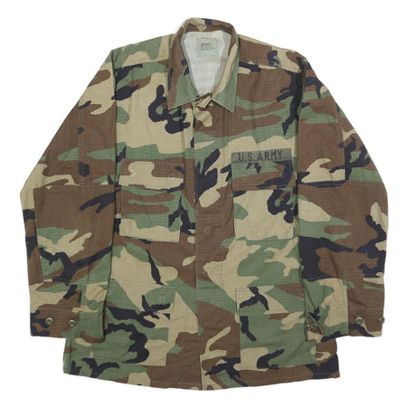 AMERICAN APPAREL Mens Green Camouflage Military Jacket M Cotton Blend Button