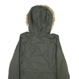 LEVI'S Womens Green Fur Hooded Jacket S Polyester Blend Zip Outdoor Winter Parka