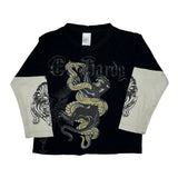 Age 3-4 Ed Hardy Graphic Long Sleeve T-Shirt - XS Black Cotton