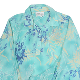 DA-RUE Womens Blue & Cream Printed Shirt Long Sleeve Collared M Stylish Workwear