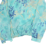 DA-RUE Womens Blue & Cream Printed Shirt Long Sleeve Collared M Stylish Workwear