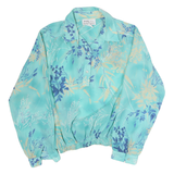 DA-RUE Womens Blue & Cream Printed Shirt Long Sleeve Collared M Stylish Workwear