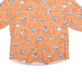 COLUMBIA Mens Orange Printed Cotton Blend Short Sleeve Shirt L Casual Summer