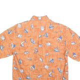COLUMBIA Mens Orange Printed Cotton Blend Short Sleeve Shirt L Casual Summer
