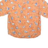 COLUMBIA Mens Orange Printed Cotton Blend Short Sleeve Shirt L Casual Summer