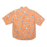 COLUMBIA Mens Orange Printed Cotton Blend Short Sleeve Shirt L Casual Summer