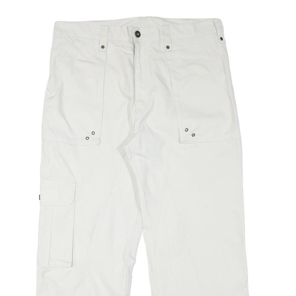 WATSON'S Mens Cotton Blend White Relaxed Cargo Trousers W35 L27 Functional