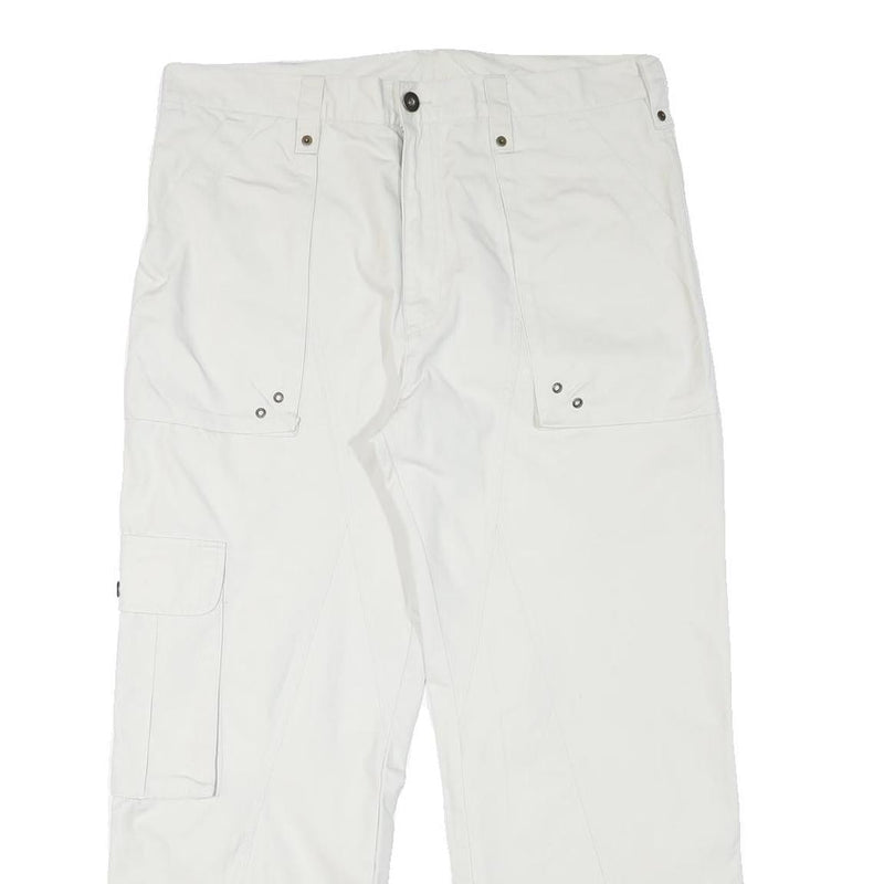 WATSON'S Mens Cotton Blend White Relaxed Cargo Trousers W35 L27 Functional