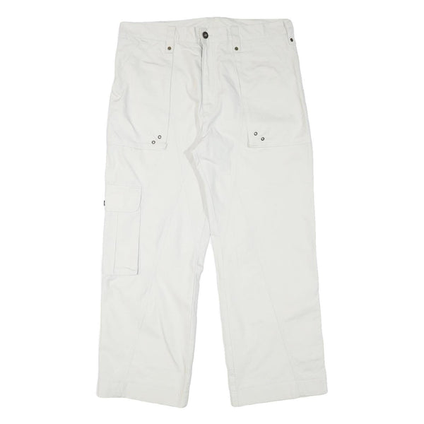 WATSON'S Mens Cotton Blend White Relaxed Cargo Trousers W35 L27 Functional