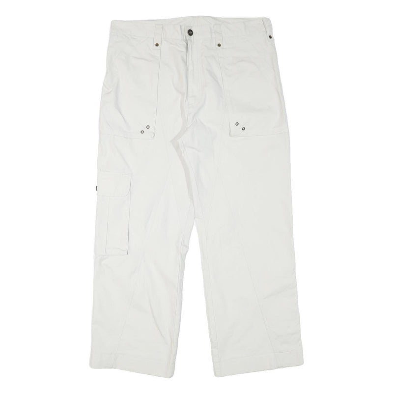 WATSON'S Mens Cotton Blend White Relaxed Cargo Trousers W35 L27 Functional