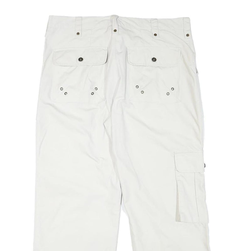 WATSON'S Mens Cotton Blend White Relaxed Cargo Trousers W35 L27 Functional