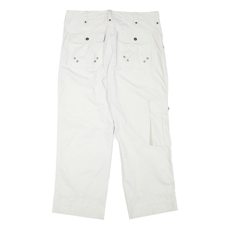WATSON'S Mens Cotton Blend White Relaxed Cargo Trousers W35 L27 Functional