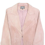YES OR NO Womens Pink Leather Button Jacket M Suede Tailored Stylish