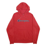 CHAMPION Mens Red Pullover Hoodie L Cotton Blend Casual Sweatshirt