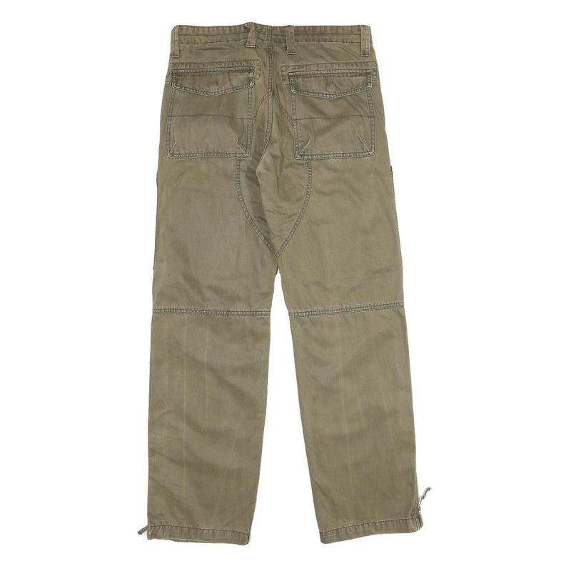 FUNDAMENTALS Mens Cotton Khaki Regular Fit Straight Leg Trousers W32 L34 Zip