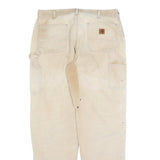 CARHARTT Mens Jeans Beige Relaxed Straight Denim W36 L34 Workwear Durable Style