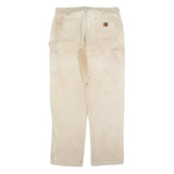 CARHARTT Mens Jeans Beige Relaxed Straight Denim W36 L34 Workwear Durable Style