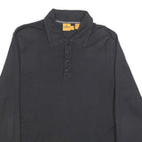 TIMBERLAND Mens Black Long Sleeve Plain S Cotton Blend Polo Shirt Casual