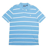 CHAPS Mens Blue & White Striped Short Sleeve Polo Shirt XL Classic Cotton Casual