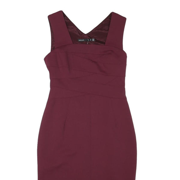 KAREN MILLEN Womens Maroon Bodycon Polyester Blend Midi Dress UK 12 Elegant